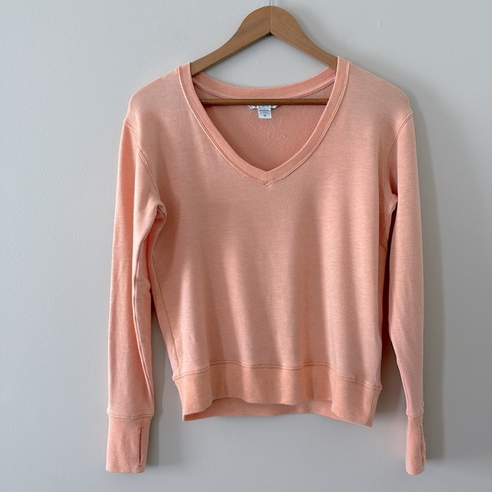 Athleta Sunrise V-Neck Sweatshirt Long‎ Sleeve Peach Heather Size XS - Picture 7 of 12